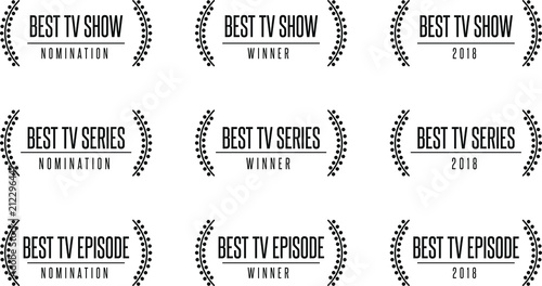 Movie award best tv show series nomination. Laurel vector logo icon set