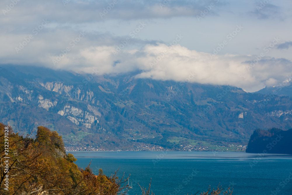 Obraz premium Mountain autumn trees landscape, switzerland