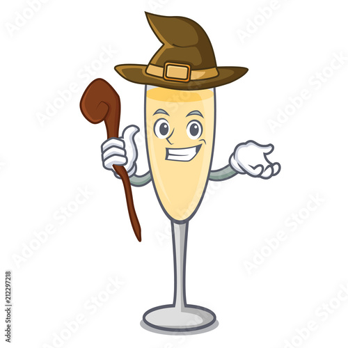 Witch champagne mascot cartoon style