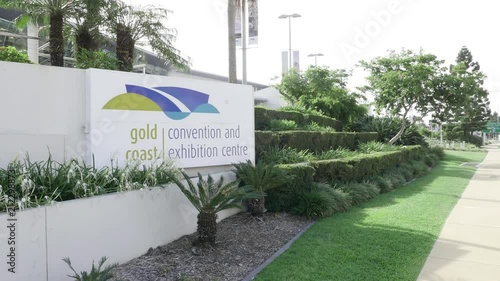 Wide shot of Gold Coast Convention and Exhibition Centre Sign in Broadbeach on the Gold Coast photo