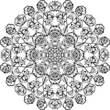 Mandala,round pattern in vector,coloring books for children and adults, black and white, ink, pen capillary, handmade, camellia, leaves, flowers, buds, pattern, branch with flowers.