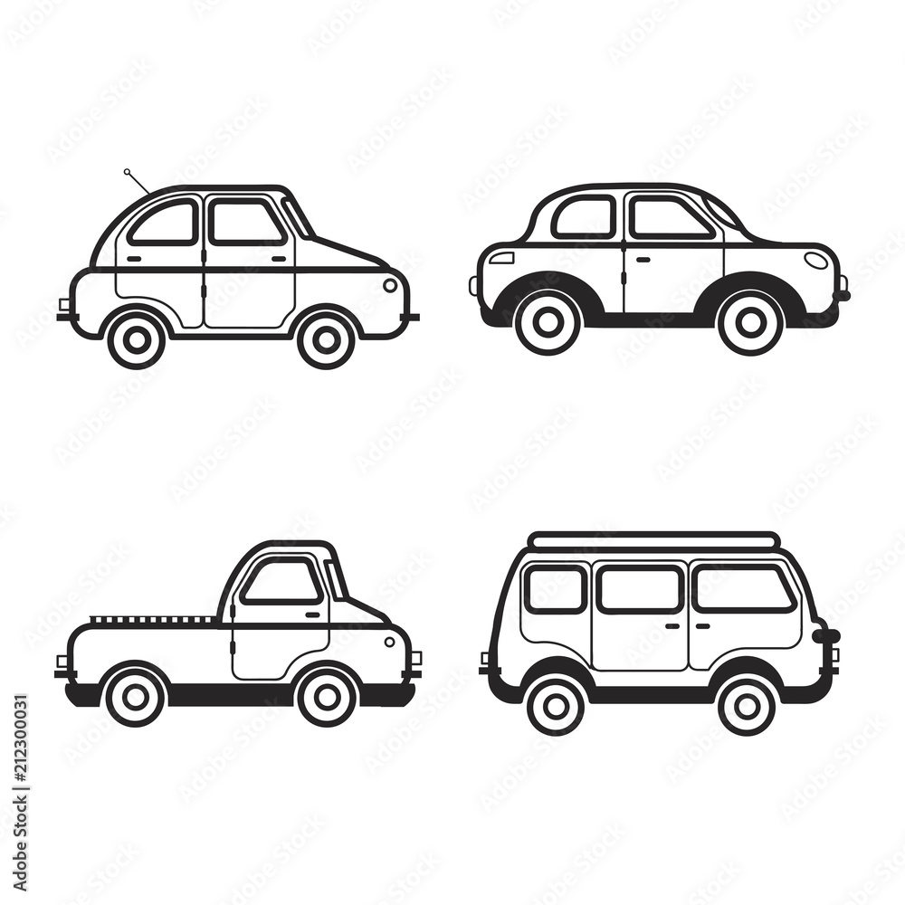Collection of car and vehicle illustrations Collection of car and vehicle illustrations