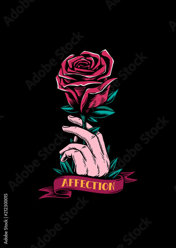 Red rose and affection creative illustration