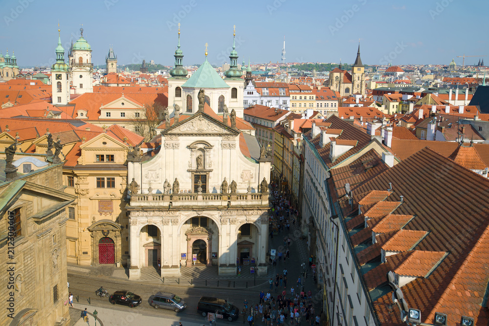 View of the Church of St. Salvator on April Day. Prague, Czech Republic