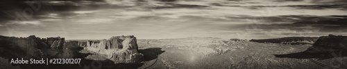 Black and white aerial view of Arches National Park  Utah