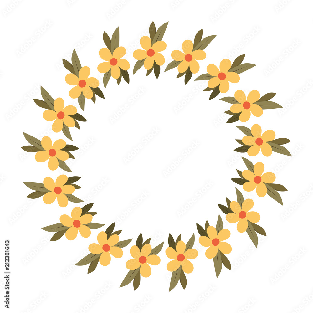 beautiful flower and leafs circular frame vector illustration design beautiful flower and leafs circular frame vector illustration design