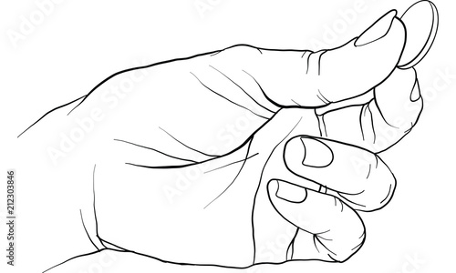 hand holding gold coin vector