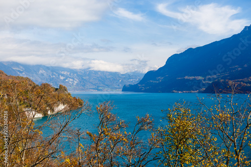 Interlaken in the autumn, the Swiss Alps, the city of Intrelaken.