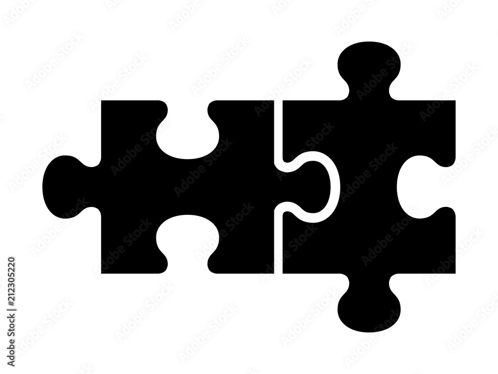 Two pieces of jigsaw puzzle or autism puzzle piece symbol flat vector icon  for apps and websites Stock Vector | Adobe Stock