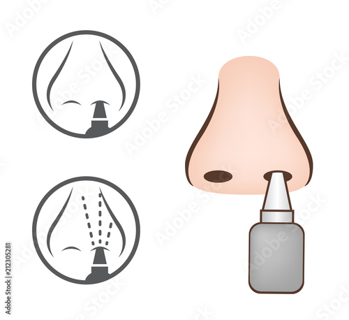 nasal spray and nose vector