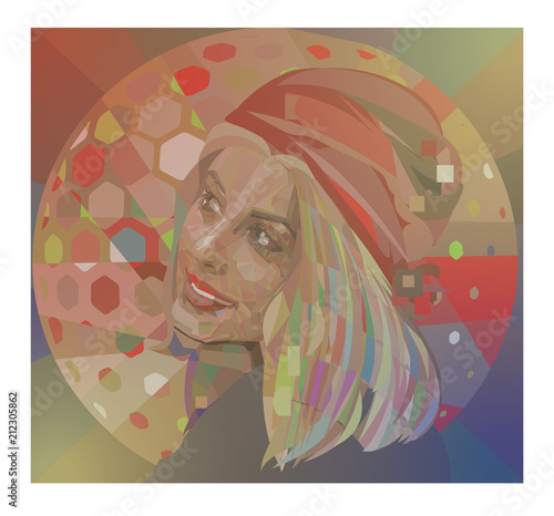 Vector graphic geometric polygon face of a beautiful girl