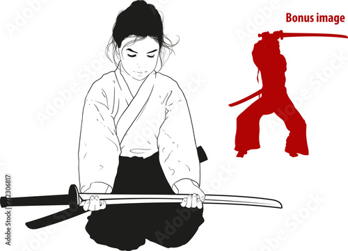 girl training with sword