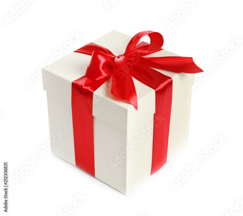 Gift box with ribbon on white background © New Africa