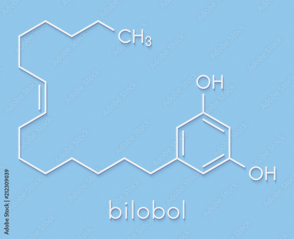 Bilobol ginkgo biloba molecule. Skeletal formula.