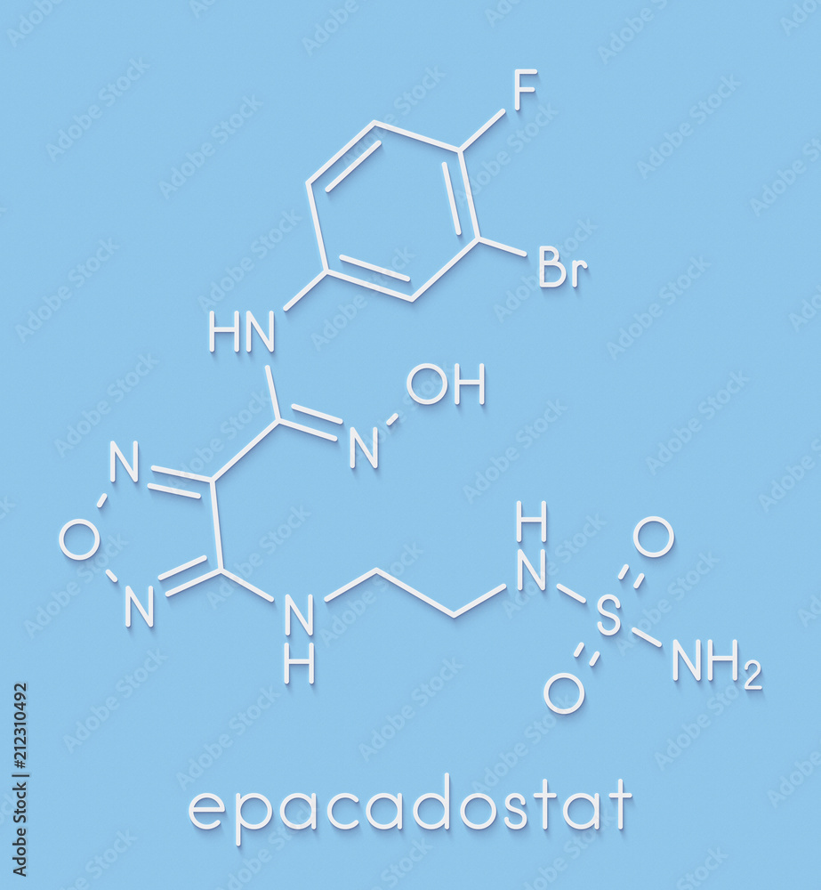 Epacadostat cancer drug molecule (indoleamine 2,3-dioxygenase inhibitor). Skeletal formula.