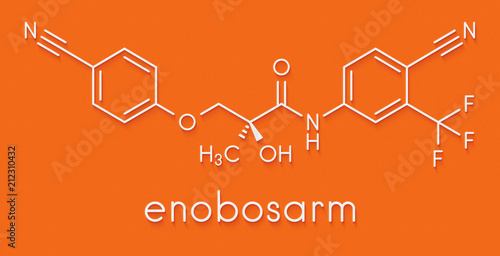 Enobosarm drug molecule. Selective androgen receptor modulator (SARM) that is also used in sports doping. Skeletal formula.