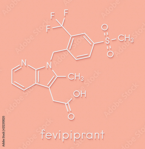 Fevipiprant asthma drug molecule. Skeletal formula. photo