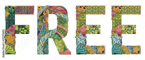Word free. Vector decorative zentangle object