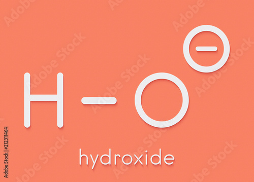 Hydroxide anion, chemical structure. Skeletal formula. photo