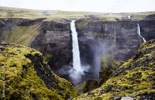 Famous Waterfall Haifoss in Iceland