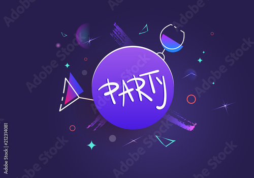 Party violet shine dark banners. Vector illustration.