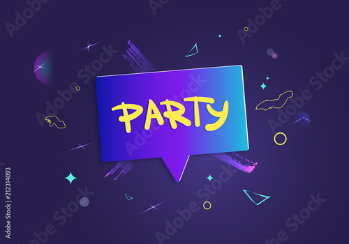 Party horizontal dark banner. Vector illustration.