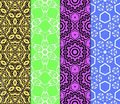 Set of Seamless pattern set. Fashion geometric ornament. Vodern texture. Vector