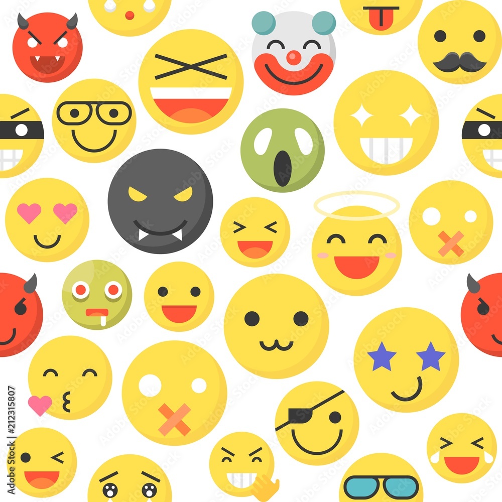 Emoticon seamless pattern suitable for use as wallpaper or wrapping paper gift