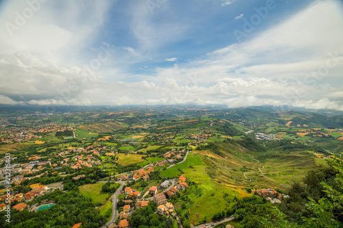 Tuscany green landscape from above