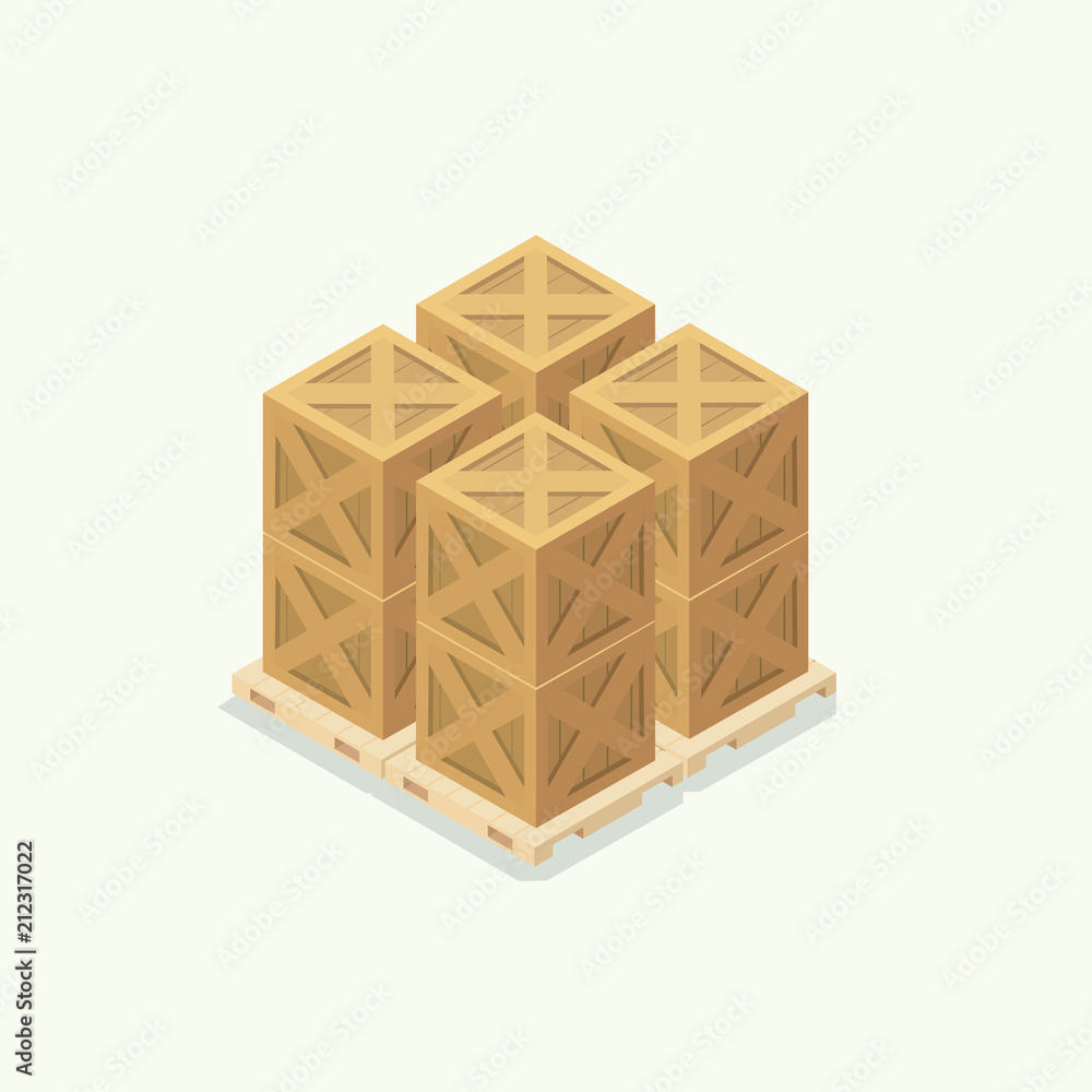 Wooden box warehouse icon. isometric illustration vector Wooden box warehouse icon. isometric illustration vector