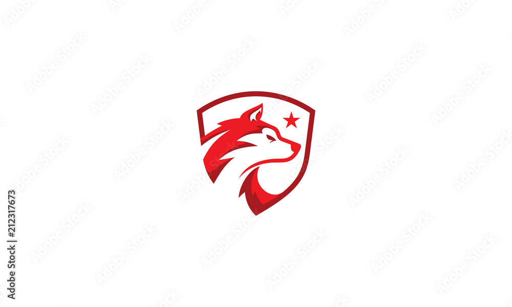 Obraz premium ikona logo wektor tarcza wilka psa