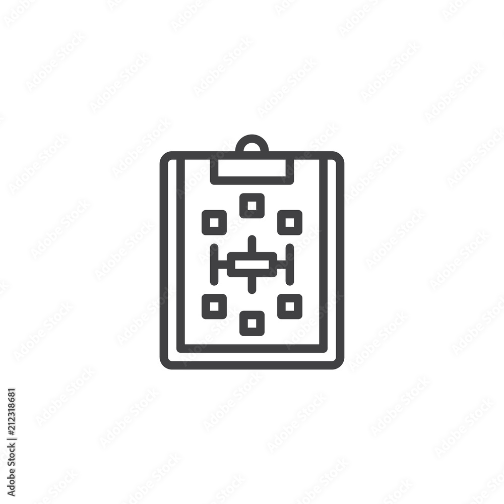 Paper clipboard with scheme outline icon. linear style sign for mobile concept and web design. Planning simple line vector icon. Symbol, logo illustration. Pixel perfect vector graphics Paper clipboard with scheme outline icon. linear style sign for mobile concept and web design. Planning simple line vector icon. Symbol, logo illustration. Pixel perfect vector graphics