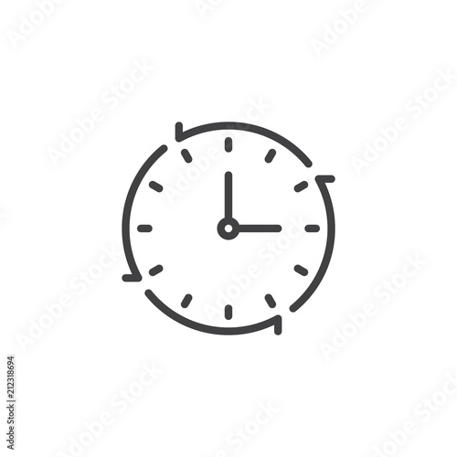 Clock with Arrow outline icon. linear style sign for mobile concept and web design. Deadline time simple line vector icon. Symbol, logo illustration. Pixel perfect vector graphics
