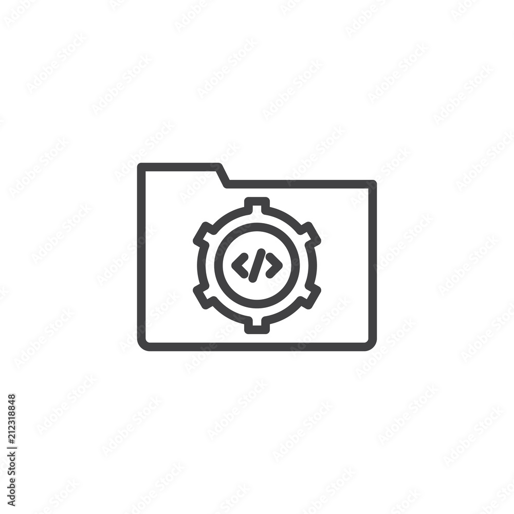 Folder settings outline icon. linear style sign for mobile concept and web design. Coding folder simple line vector icon. Symbol, logo illustration. Pixel perfect vector graphics