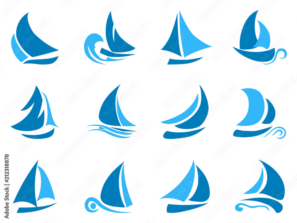 blue abstract sailboat icon blue abstract sailboat icon
