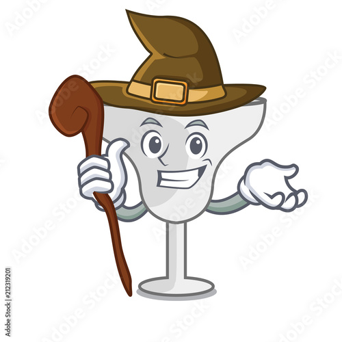 Witch margarita glass mascot cartoon