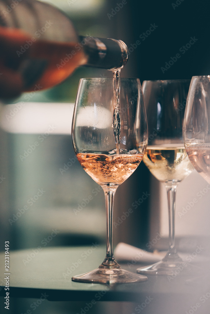Fototapeta premium Rose Wine Tasting and Rose Sparkling Wine