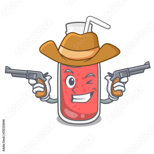 Cowboy strawberry smoothie character cartoon