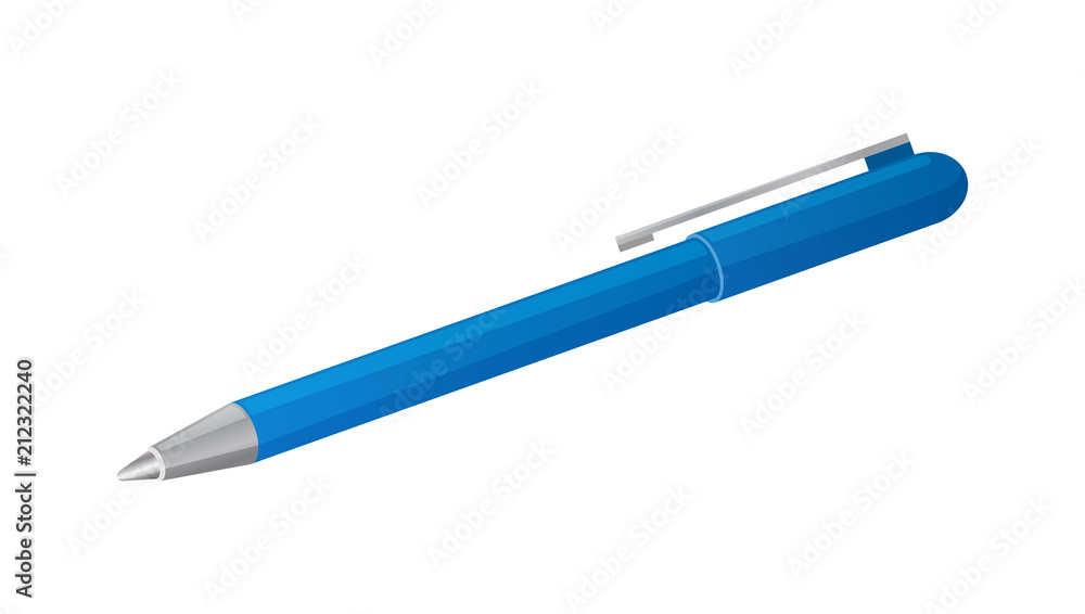 Blue Pen Isolated on White Background. Vector Blue Pen Isolated on White Background. Vector