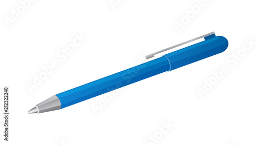 Blue Pen Isolated on White Background. Vector