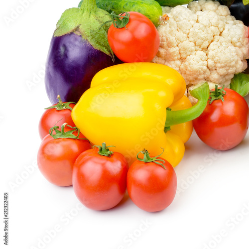 Fruits and vegetables isolated on a white background.