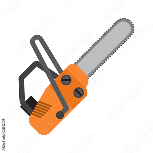 Orange Chainsaw Flat Vector Icon