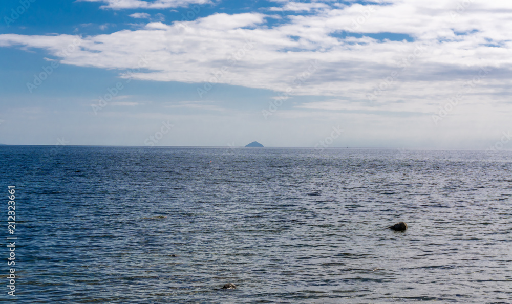 Blue Sea & Ailsa Craig in the Distance Scotland Blue Sea & Ailsa Craig in the Distance Scotland