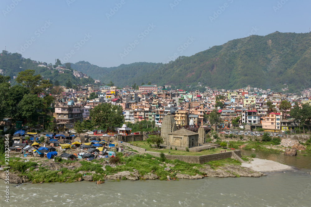 View of Mandi city in Himachal Pradesh, India.