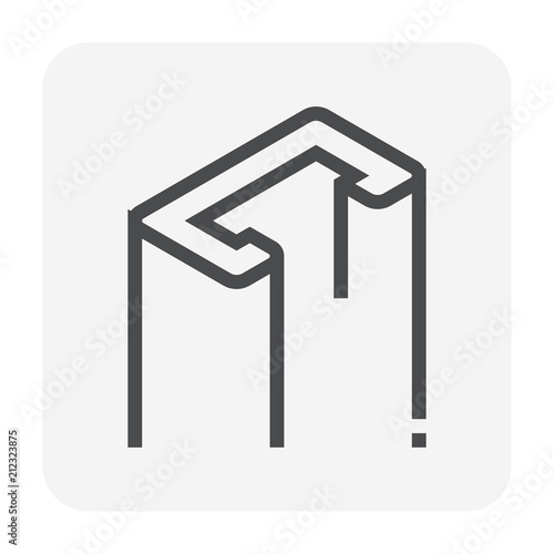 Steel product vector icon. C profile shape and long. That alloy of iron consist of carbon and high tensile strength.  Use as beam, frame, girder or structure in engineering and construction industry.