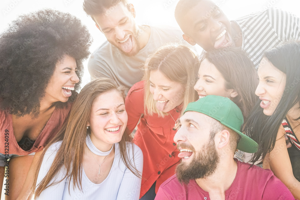 Happy millennials friends having fun outdoor Happy millennials friends having fun outdoor