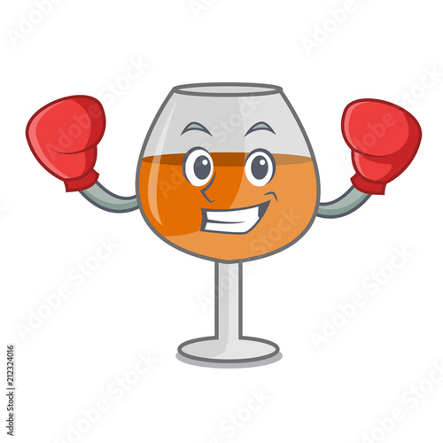 Boxing cognac ballon glass character cartoon