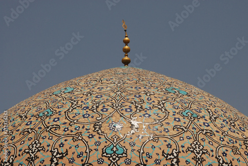 Detail of a tiled dome of the Sheikh Lotfollah Mosque in Isfahan, Iran photo