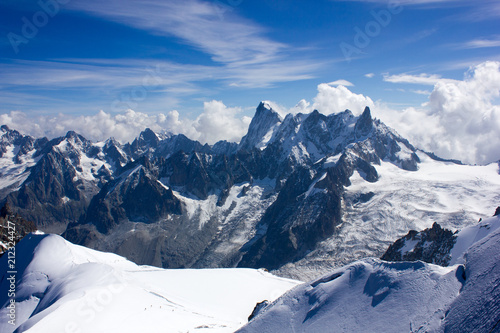 Bergpanorama mit Hochplateu am Aiguille du Midi, französische Alpen
