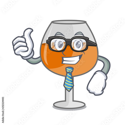 Businessman cognac ballon glass character cartoon